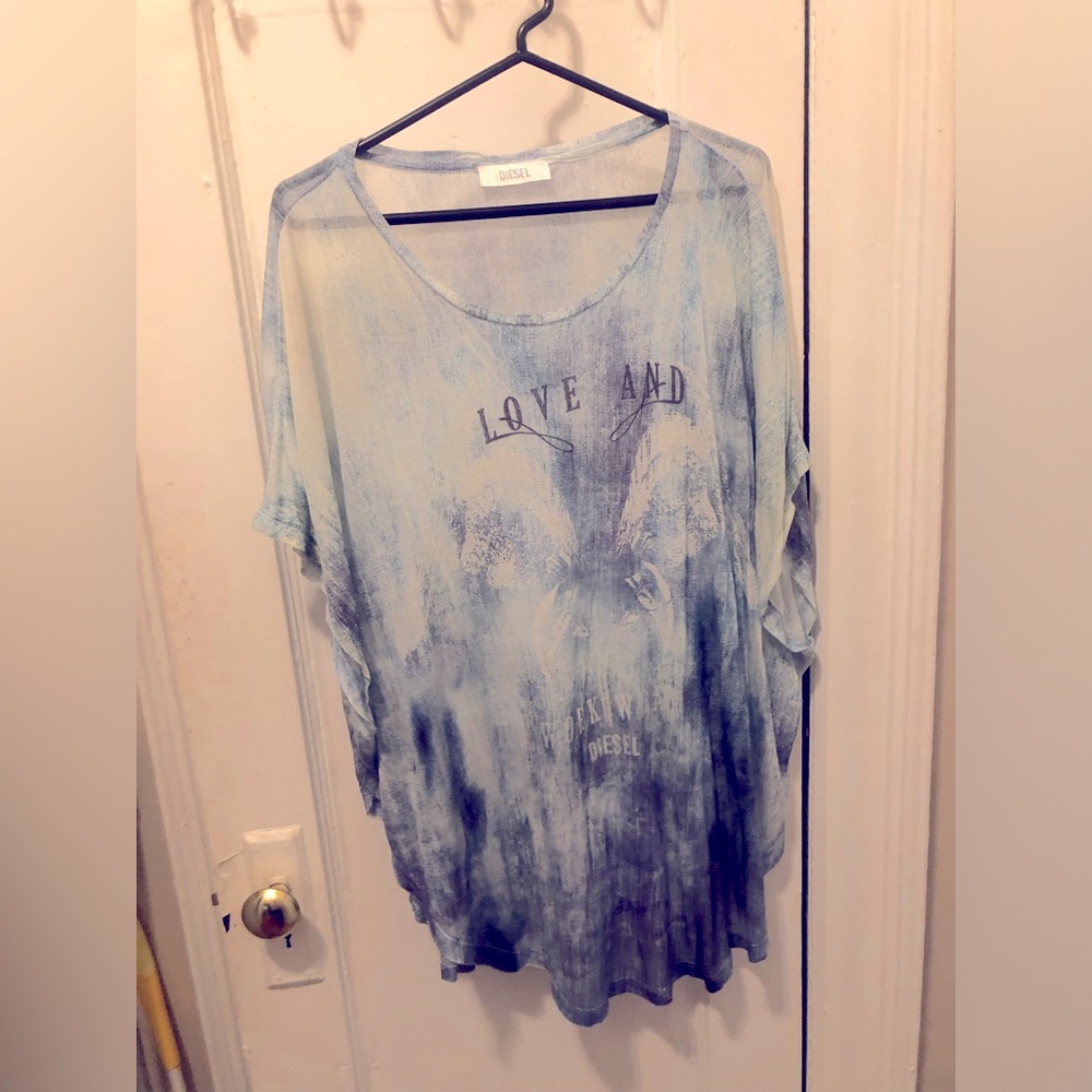 Diesel sheer tunica shirt blue purple